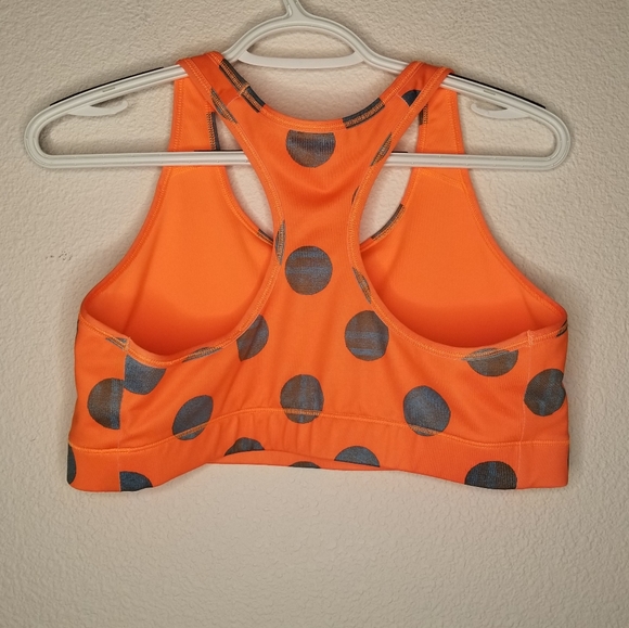 Nike Pro Sports Bra orange polka dot center swoosh XL Activewear Yoga - Picture 4 of 7
